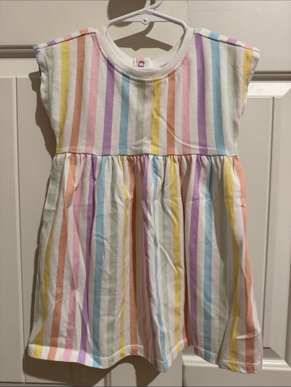 Garanimals Pastel Multicolor Stripe Cotton Dress - White Base
